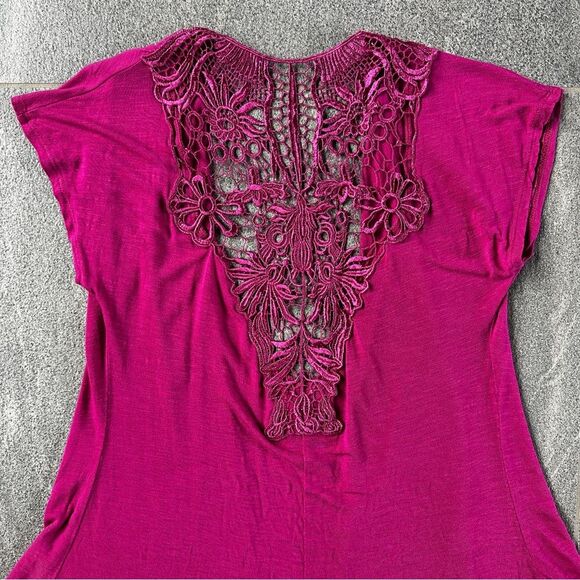 EUC Eyelash Couture Short Cap Sleeve Open Cardigan Pockets Lace Back Cut Out S - Picture 7 of 14